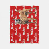 Belgische Mechelse Hond op Rood met Naam Kersthond Fleece Deken (Voorkant)