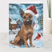 Belgische Mechelse Hond Winter Wonderland Kerstmis Kaart (Voorkant)