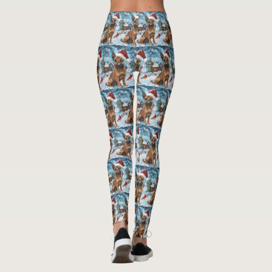 Belgische Mechelse Hond Winter Wonderland Kerstmis Leggings (Achterkant)