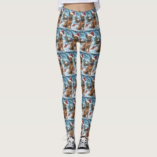 Belgische Mechelse Hond Winter Wonderland Kerstmis Leggings (Voorkant)