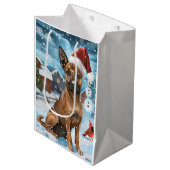Belgische Mechelse Hond Winter Wonderland Kerstmis Medium Cadeauzakje (Voorkant Gekanteld)