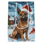 Belgische Mechelse Hond Winter Wonderland Kerstmis Medium Cadeauzakje (Achterkant)