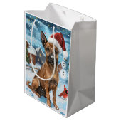 Belgische Mechelse Hond Winter Wonderland Kerstmis Medium Cadeauzakje (Achterkant Gekanteld)