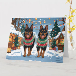 Belgische Mechelse Honden Kerst Sneeuw Vakantie Kaart