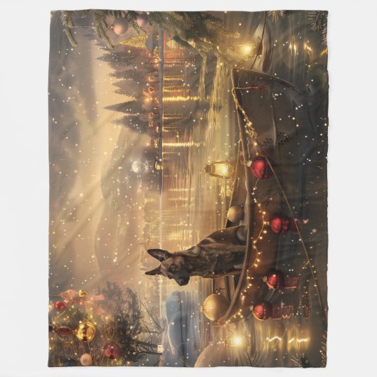 Belgische Mechelse Kerstreis Fleece Deken (Voorkant)