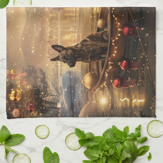 Belgische Mechelse Kerstreis Theedoek (Gevouwen)