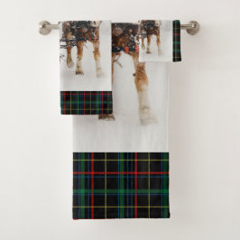 Belgische paardenploeg winterkerstscène bad handdoek