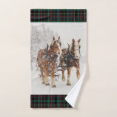 Belgische paardenploeg winterkerstscène bad handdoek (Handdoek)