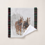 Belgische paardenploeg winterkerstscène bad handdoek (Wasdoekje)