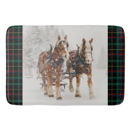Belgische paardenploeg winterkerstscène badmat