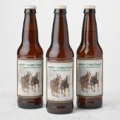 Belgische paardenploeg winterkerstscène bier etiket (Flessen)