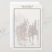 Belgische paardenploeg winterkerstscène briefpapier (Voorkant / Achterkant)