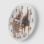 Belgische paardenploeg winterkerstscène grote klok (Hoek)