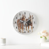 Belgische paardenploeg winterkerstscène grote klok (Huis)