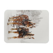 Belgische paardenploeg winterkerstscène magneet (Horizontaal)