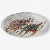 Belgische paardenploeg winterkerstscène papieren bordje (Gekanteld)