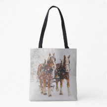 Belgische paardenploeg winterkerstscène