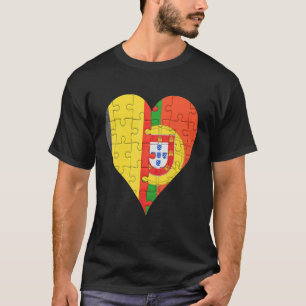 Belgische Portugese vlag Heart T-shirt
