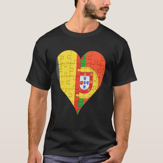 Belgische Portugese vlag Heart T-shirt (Voorkant)