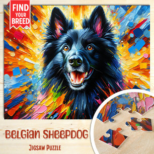 Belgische Schaapshond Hondenportret Acryl Kunstpri Legpuzzel