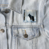 Belgische Schaapshond Laat het Sneeuwen Kerstmis Vierkante Button 5,1 Cm (In situ)