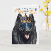 Belgische Sheepdog King voor een dag Grappige Verj Kaart (Gele Bloem)