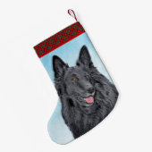 Belgische Sheepdog-schildering - Cute Original Dog Kleine Kerstsok (Achterkant (Hangend))