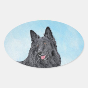 Belgische Sheepdog-schildering - Cute Original Dog Ovale Sticker