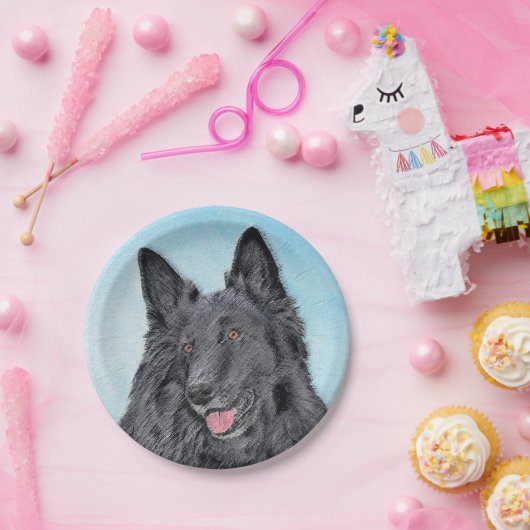 Belgische Sheepdog-schildering - Cute Original Dog Papieren Bordje (Feest)