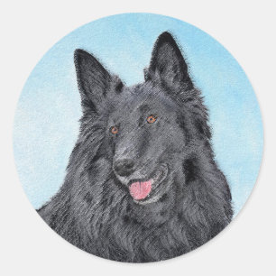 Belgische Sheepdog-schildering - Cute Original Dog Ronde Sticker