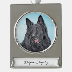 Belgische Sheepdog-schildering - Cute Original Dog Verzilverd Banner Ornament