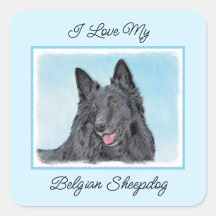 Belgische Sheepdog-schildering - Cute Original Dog Vierkante Sticker