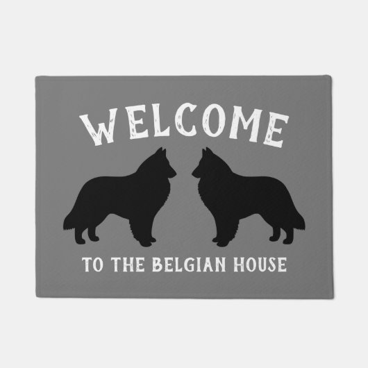 Belgische Sheepdog Silhouettes Custom Deurmat (Voorkant)