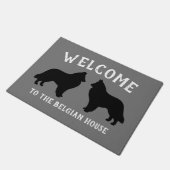Belgische Sheepdog Silhouettes Custom Deurmat (Schuin)