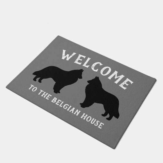 Belgische Sheepdog Silhouettes Custom Deurmat (Schuin)