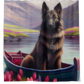 Belgische Shepherd op een peddel: Een Schilderacht Douchegordijn (Voorkant)