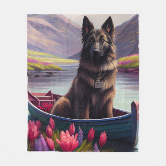 Belgische Shepherd op een peddel: Een Schilderacht Fleece Deken (Voorkant)