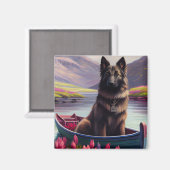 Belgische Shepherd op een peddel: Een Schilderacht Magneet (Voorkant / Achterkant)