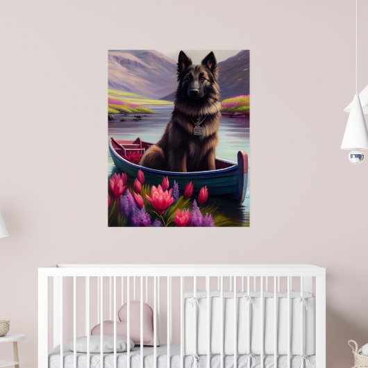 Belgische Shepherd op een peddel: Een Schilderacht Poster (Kinderkamer 2)