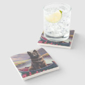 Belgische Shepherd op een peddel: Een Schilderacht Stenen Onderzetter (Zijkant)