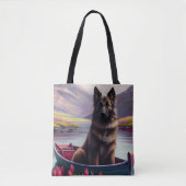 Belgische Shepherd op een peddel: Een Schilderacht Tote Bag (Voorkant)