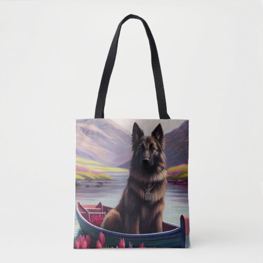 Belgische Shepherd op een peddel: Een Schilderacht Tote Bag (Voorkant)
