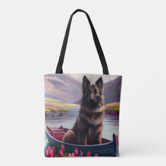 Belgische Shepherd op een peddel: Een Schilderacht Tote Bag (Achterkant)