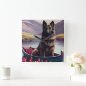 Belgische Shepherd op een peddel: Een Schilderacht Vierkante Klok (Huis)