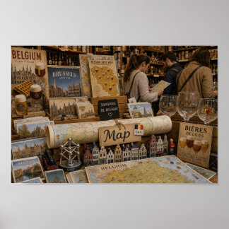 Belgische Souvenirmarkt Aandenkenposter Poster
