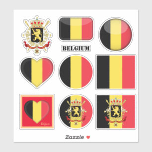 Belgische stickers en Belgische vlag, hart/sport