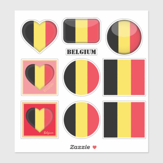 Belgische stickers en Belgische vlag, hart/sport (Vel)