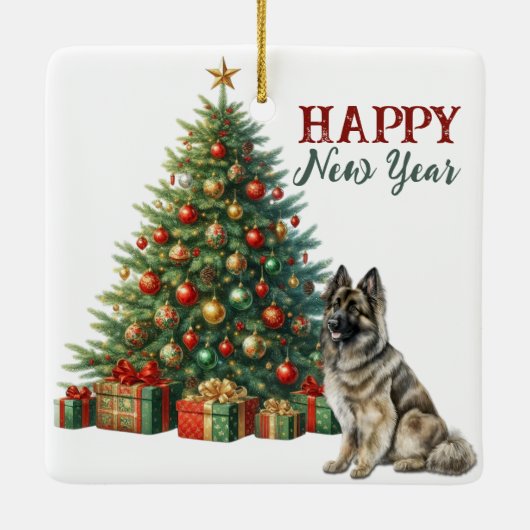 Belgische Tervuren Dog kerstboom Keramisch Ornament (Achterkant)
