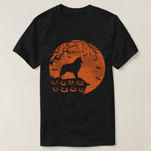 Belgische Tervuren en Moon Halloween Hondenliefheb T-shirt (Design voorkant)