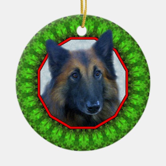 Belgische Tervuren Happy Howliday Keramisch Ornament (Voorkant)